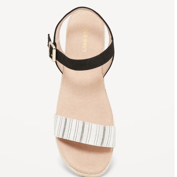 NWT OLD NAVY Striped Canvas Platform Sandals SIZE 8 O.n. New Black Stripe - Picture 1 of 5
